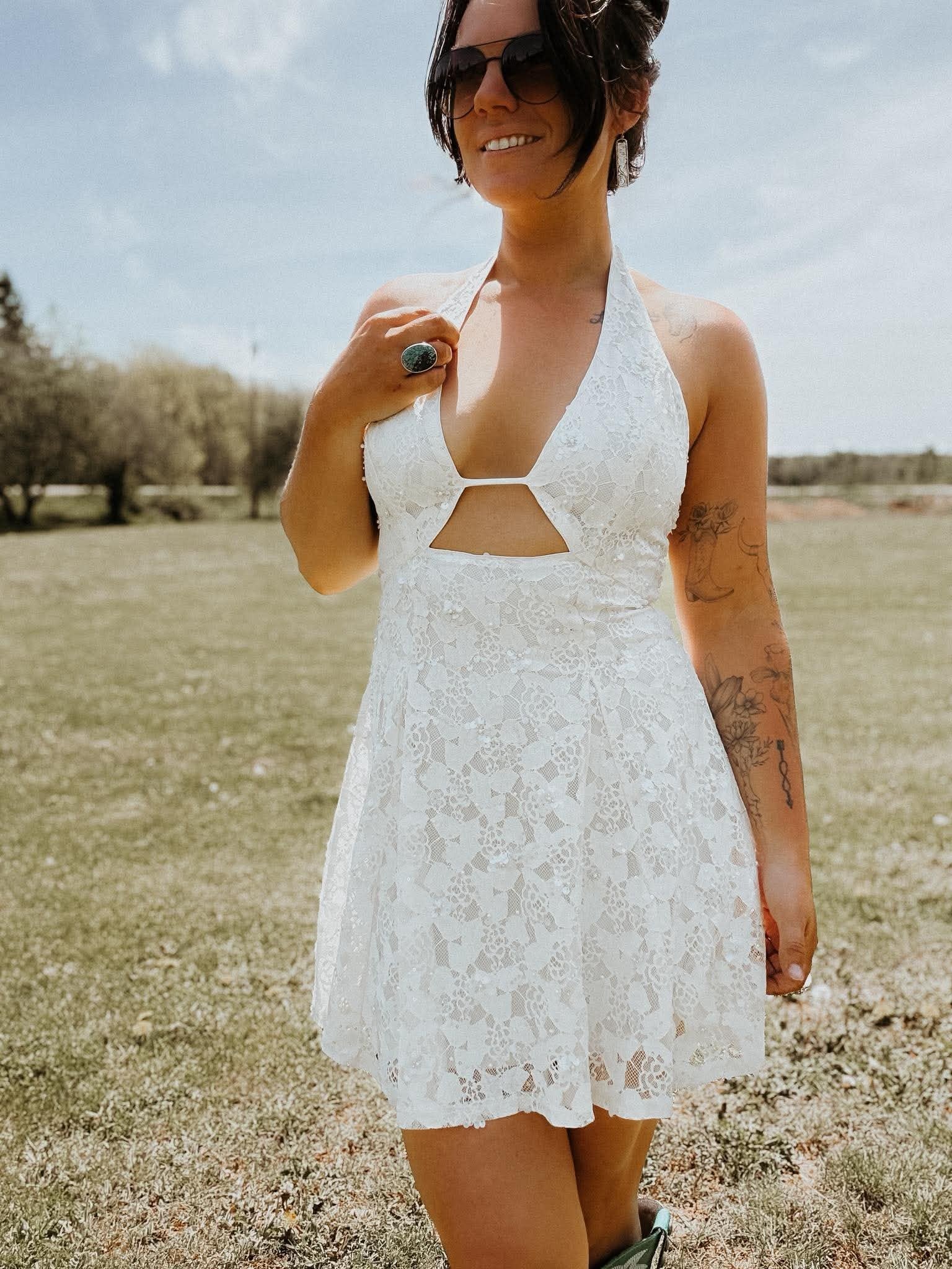 mini dress with trail Glamour Trail Mini Dress